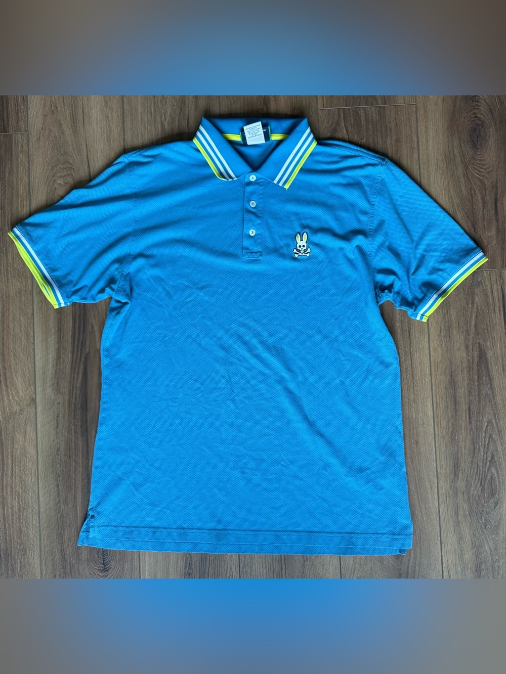 Psycho Bunny Polo Shirt Mens Size 8 Blue Logo Cotton Blend